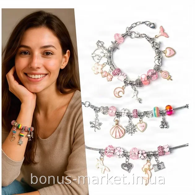 Набір для створення браслетів Kruzzel Pan Kids Jewellery Maker H-001, дитячий творчий подарунок для дівчинки