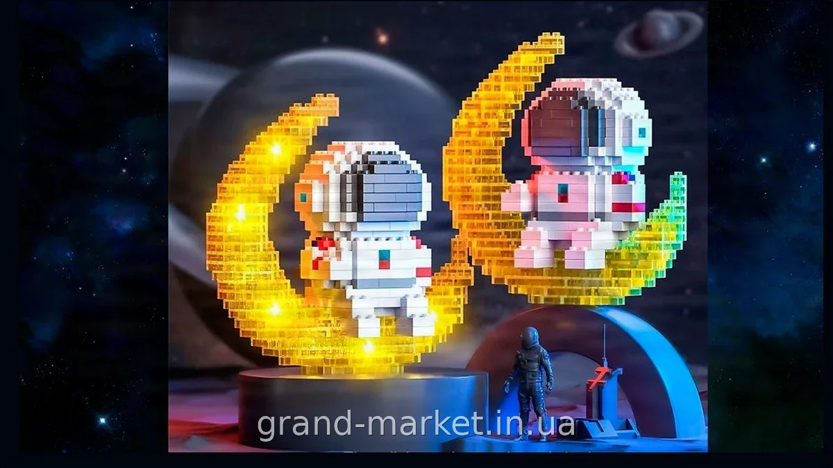 3D конструктор-нічник Астронавт на Місяці з LED підсвіткою, 368 деталей, розвивальний подарунок для дітей від 6 років