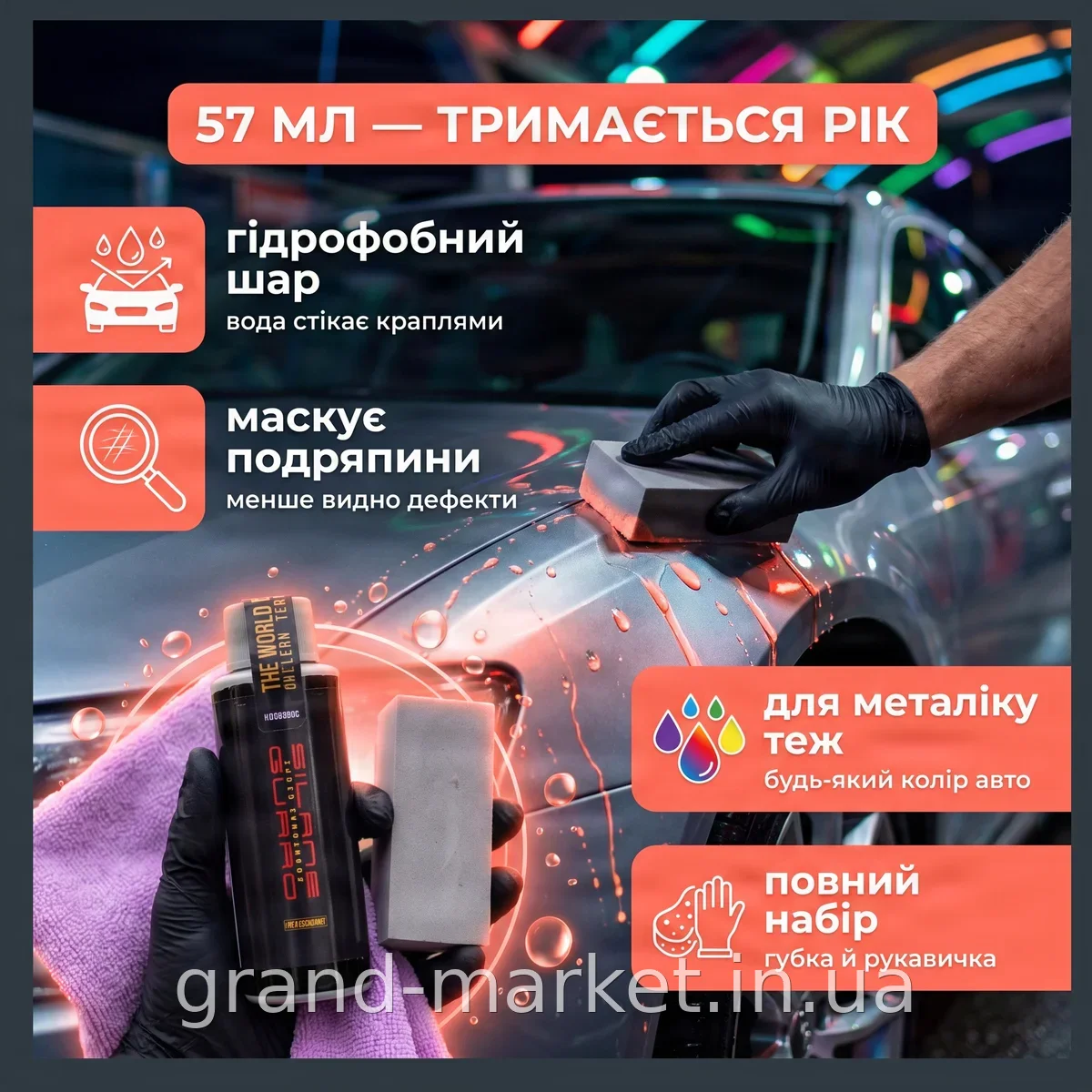 Поліроль рідке скло Willson Silane Guard 57 мл для захисту кузова авто від подряпин, професійне покриття