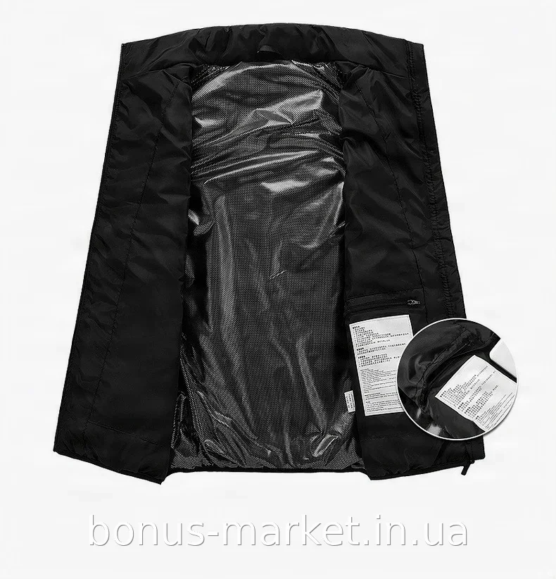 Утепленный жилет с подогревом от PowerBank USB, 9 зон нагрева, 2 кармана, черный полиэстер, XL