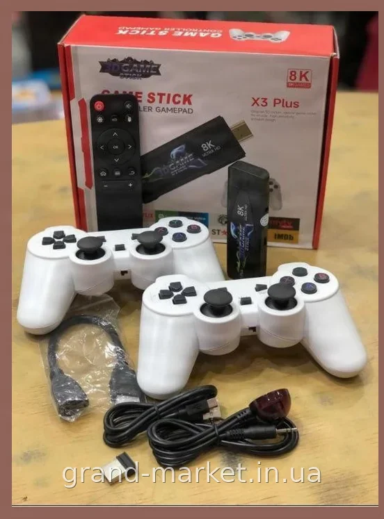 Ігрова приставка Game Stick X3 Plus 8K - портативна ретро-консоль з бездротовим джойстиком і пультом