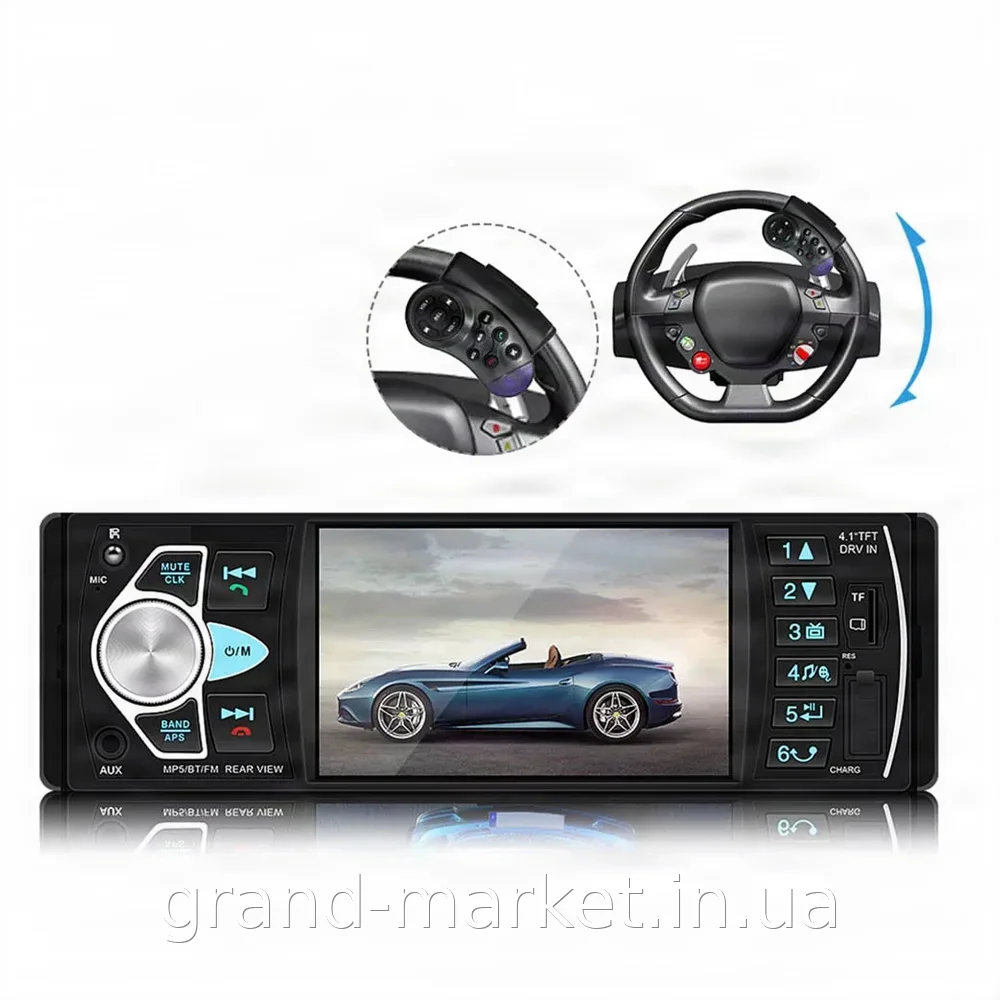 Автомагнітола MP5 4038 1 DIN з Bluetooth, TFT-екраном, USB та SD-слотом для авто, універсальна модель
