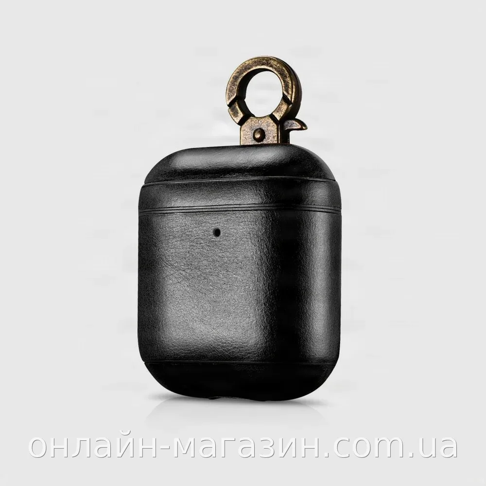 Шкіряний чохол для AirPods 1 та 2 покоління iCarer Vintage з карабіном на рюкзак, натуральна шкіра, коричневий