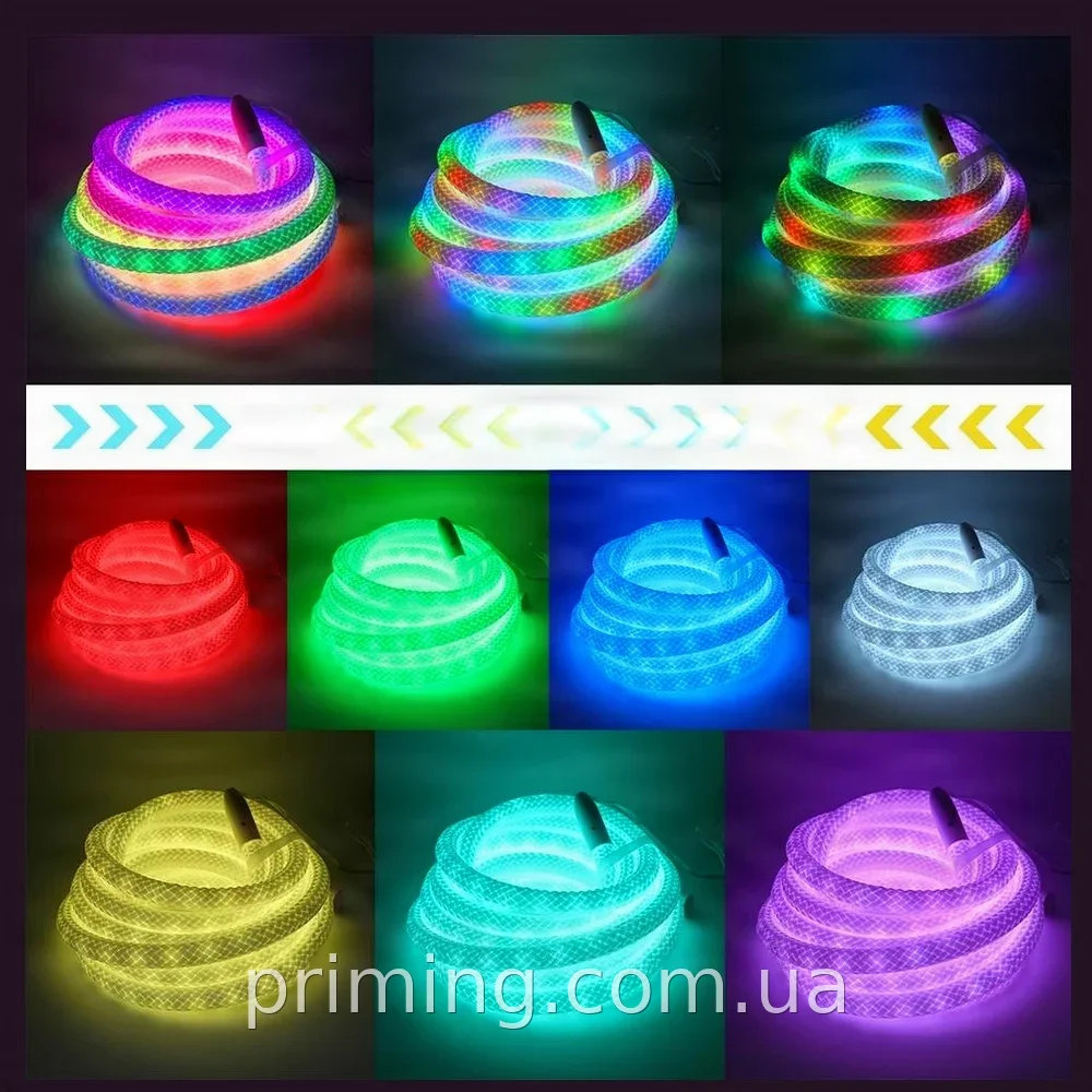 Гибкий светодиодный неон LED шнур 5м RGB с пультом ДУ и USB, яркая подсветка для дома, праздника и декора