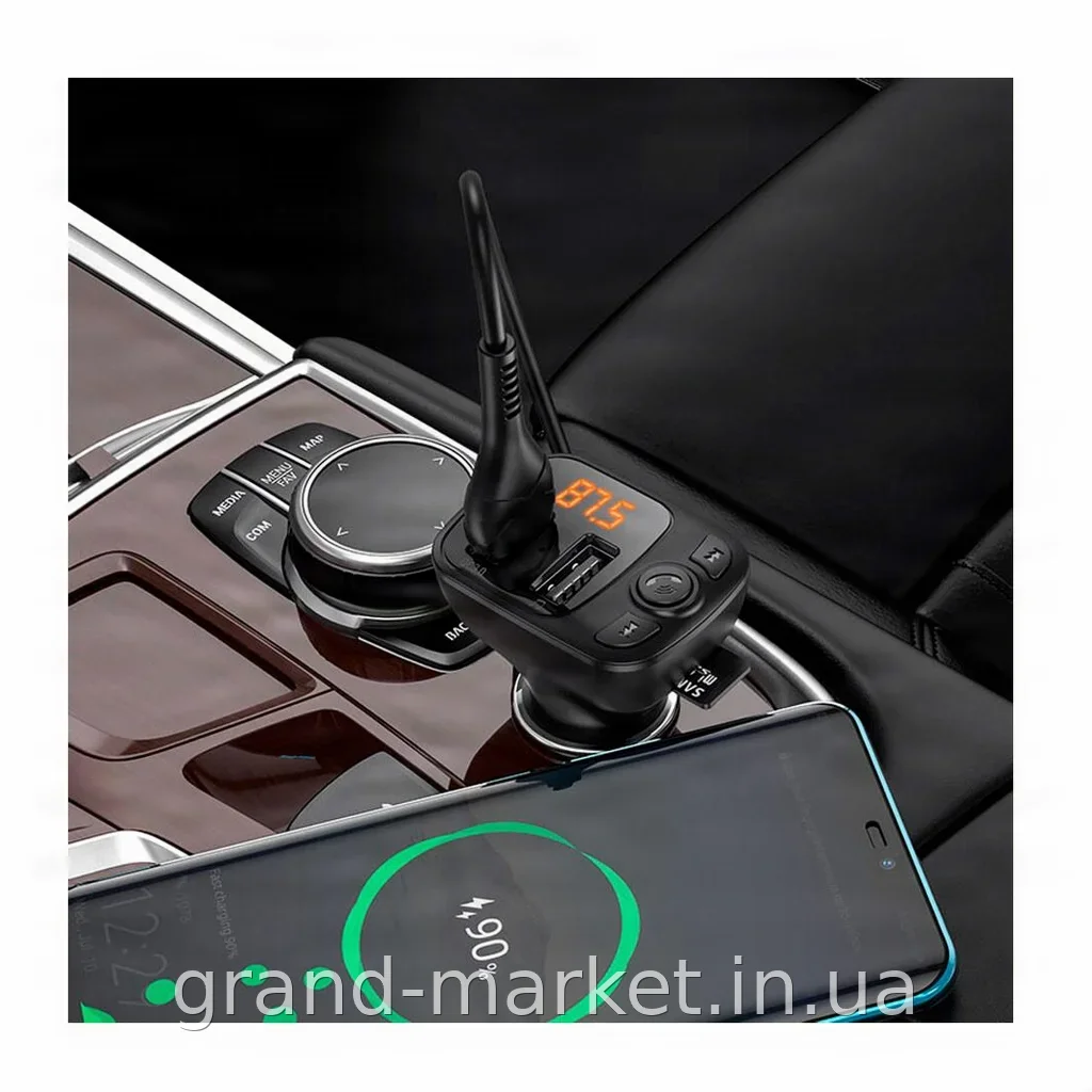 Автомобільний FM-модулятор Borofone BC41 18W QC3.0 з Bluetooth, 2 USB та дисплеєм, бездротовий, чорний