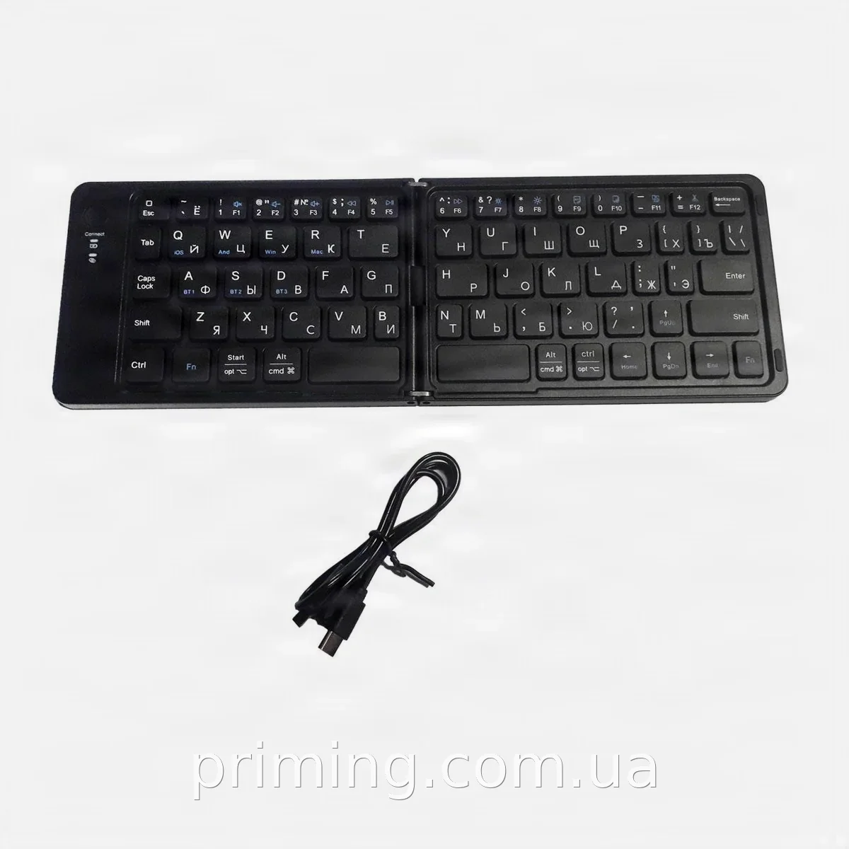 Беспроводная Bluetooth клавиатура HB-028 складная мини для планшета и смартфона, черная, портативная