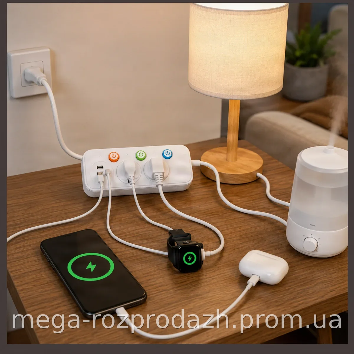 Сетевой фильтр-удлинитель AND WL-2 T63U на 2 розетки с выключателем, портами Type-C и 2 USB, для дома