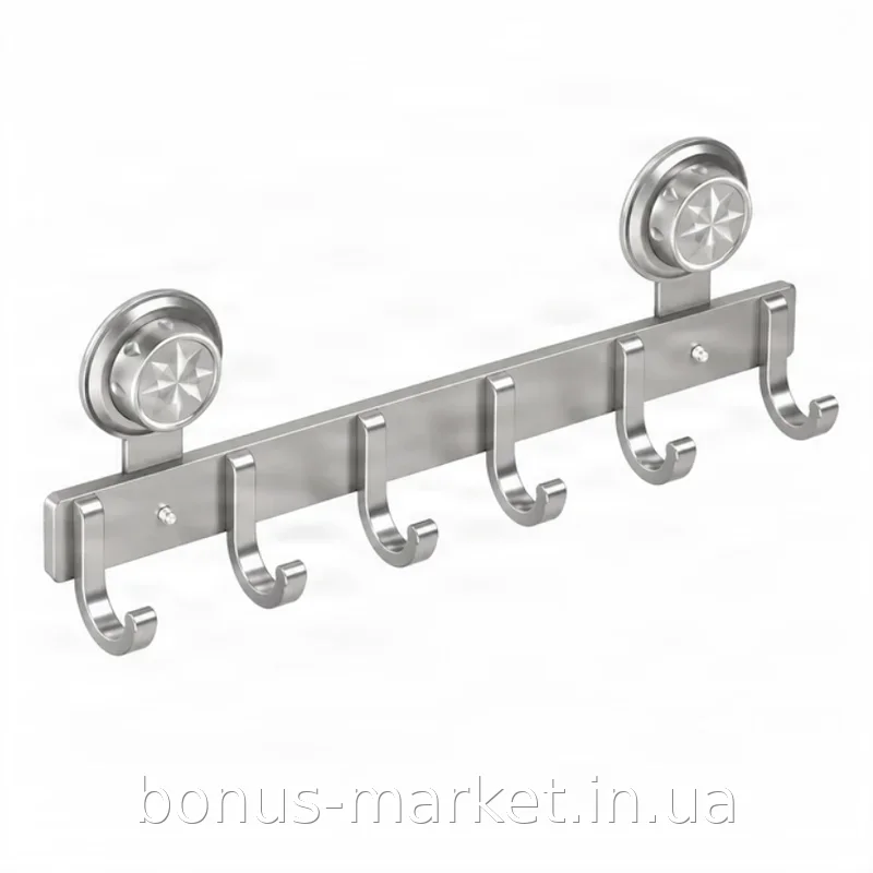 Металлическая вешалка на дверь LOFT Storage Rack AND 101-20, 6 крючков для одежды и полотенец, серебристая