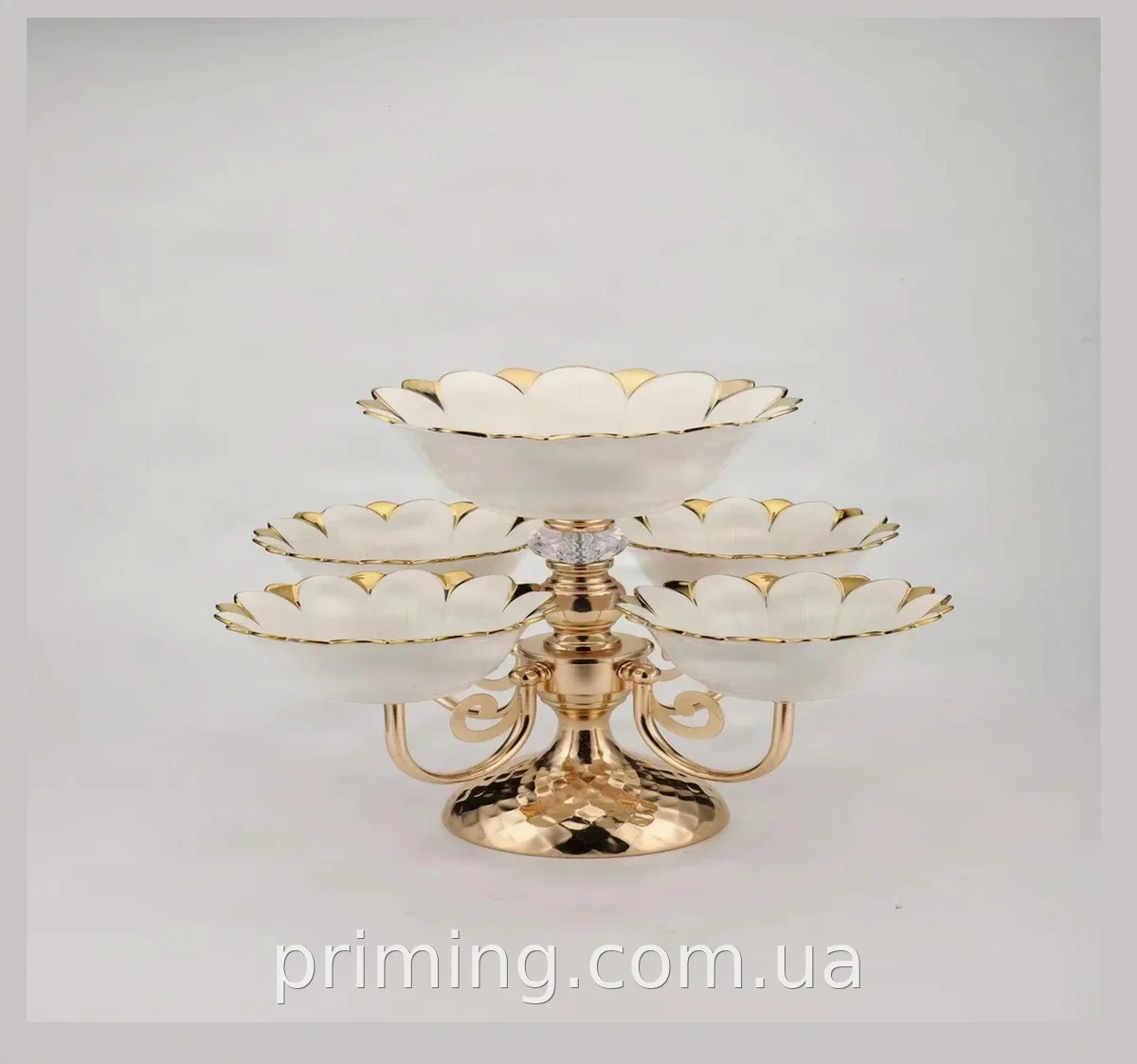 Поднос для фруктов и сладостей Fruit tray BUV 1303-5 на 5 тарелок, двухъярусный для красивой сервировки