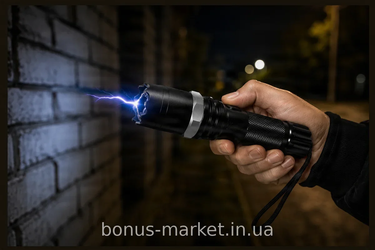 LED-фонарь BL 1105 с электрическим отпугивателем собак, аккумуляторный, черный, для уличных прогулок и защиты