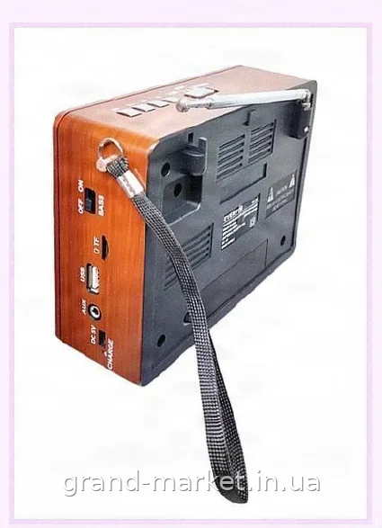 Портативний радіоприймач Neverton RT-306 FM/AM/SW Bluetooth USB, ретро-дизайн, акумуляторний, з ліхтариком