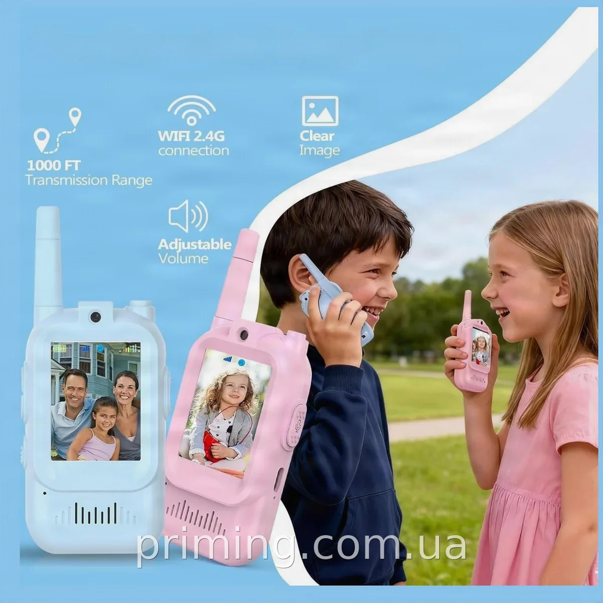 Детские видеорации Walkie Talkie 2 шт с цветным экраном и аккумулятором для игр на расстоянии до 300 м
