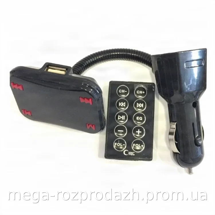 FM-модулятор для авто с дисплеем, пультом ДУ и USB, беспроводной транслятор музыки с флешки и карт памяти