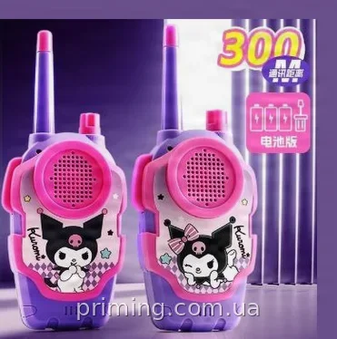 Детский набор беспроводных раций Kawaii Sanrio 2 штуки, радиус до 300 м, с фонариком и наклейками для игр