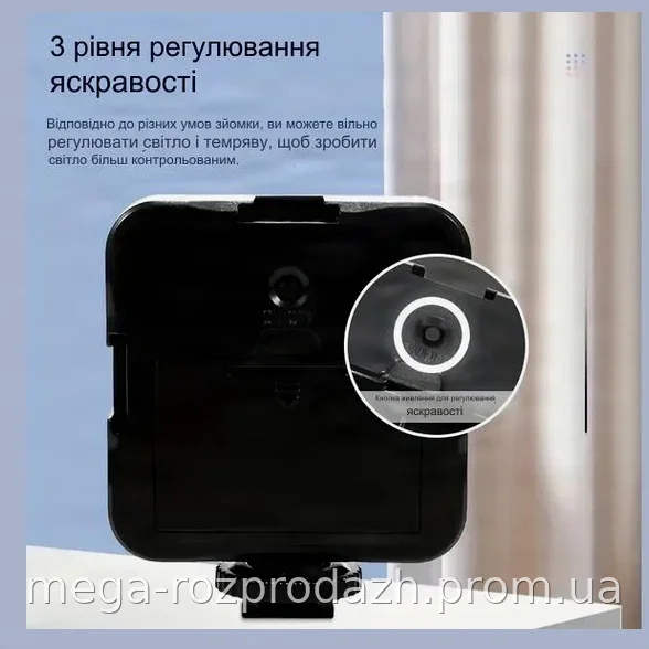 Мини LED-лампа Mobile AY-49S для фото и видео, 49 светодиодов, холодный свет 6500K, три уровня яркости, клипса