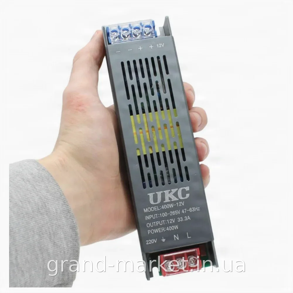 Імпульсний блок живлення 12V 35A 420W металевий напівгерметичний для світлодіодної стрічки, захист від КЗ