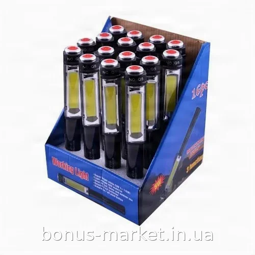 Ручной светодиодный фонарик BL Q5 COB аккумуляторный на батарейках 3 режима для рыбалки и кемпинга красный
