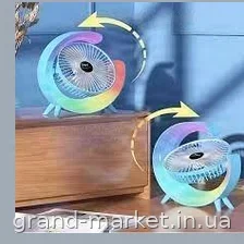 Настільний акумуляторний вентилятор LED з підсвіткою, поворотом на 180°, 3 швидкості, USB, для дому