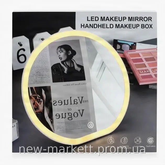 LED-зеркало для макияжа настольное косметическое круглое с сенсорным управлением с питанием от USB XL-1646