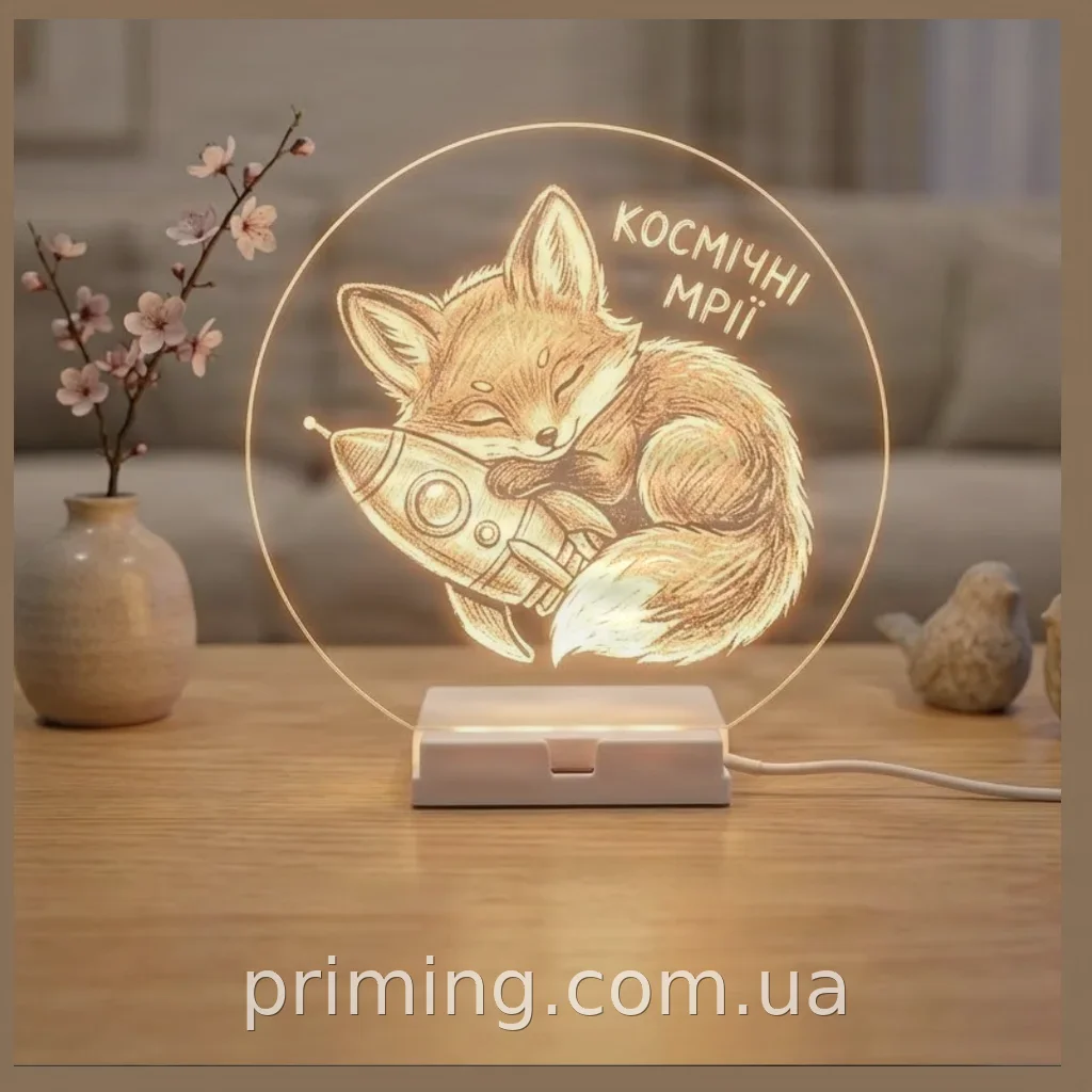 Светильник-ночник LED-доска для заметок 20 см, круглая акриловая, USB-питание, теплый маркер AND 5803