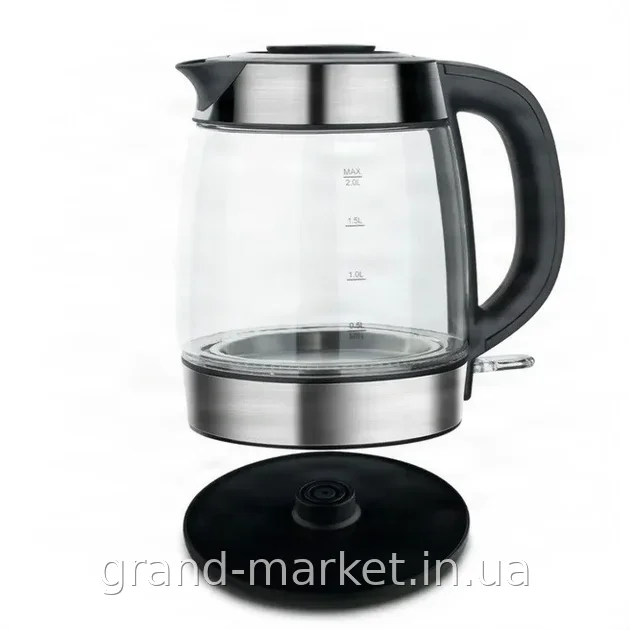 Електричний чайник скляний Domotec MS-7946, 1.7 л, 2200 Вт, LED-підсвітка та автовимкнення для кухні