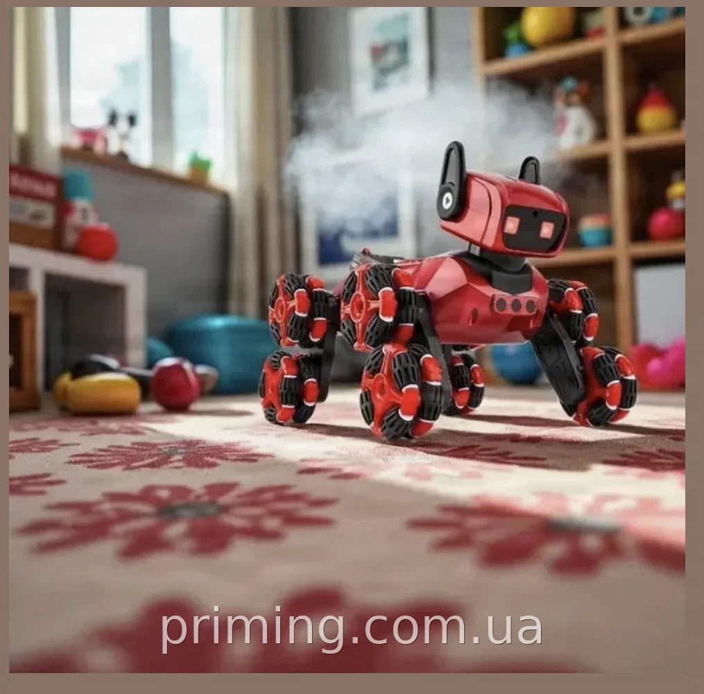 Интерактивный робот-собака Mechanical Dog NO.1028 с 8 колесами и пультом управления, красный, для детей от 3 лет