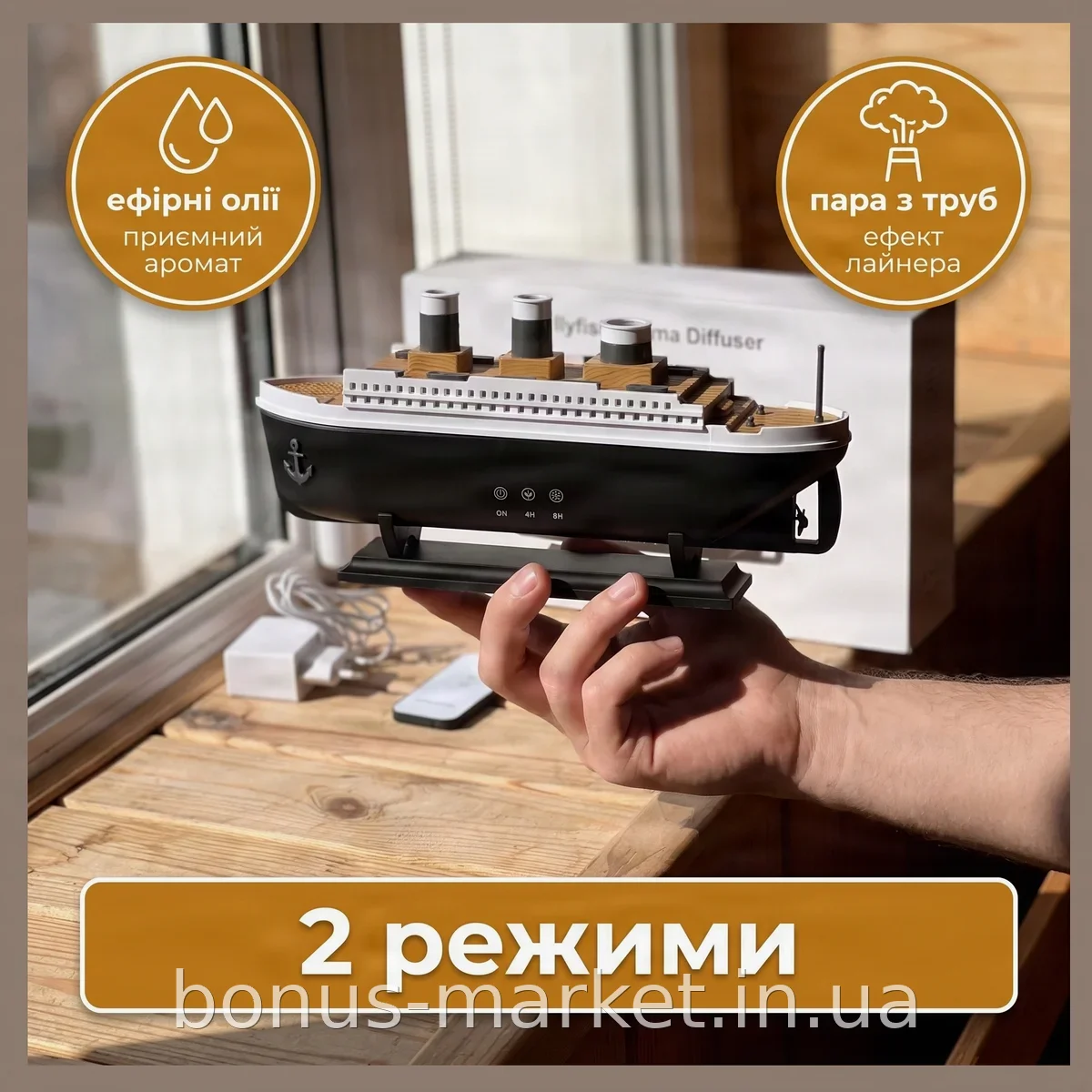 Увлажнитель воздуха Титаник AND-20-21PCS: модель корабля, USB-диффузор для эфирных масел - для дома, офиса и декора
