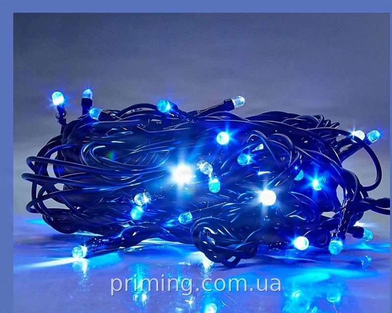 Вулична світлодіодна гірлянда RD-9030 300 LED синя, 22 м, чорний провід, IP44 для декору будинку та саду