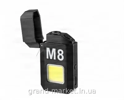 USB перезаряджувана спіральна запальничка з LED ліхтариком, кишенькова електрична в металі для сигарет