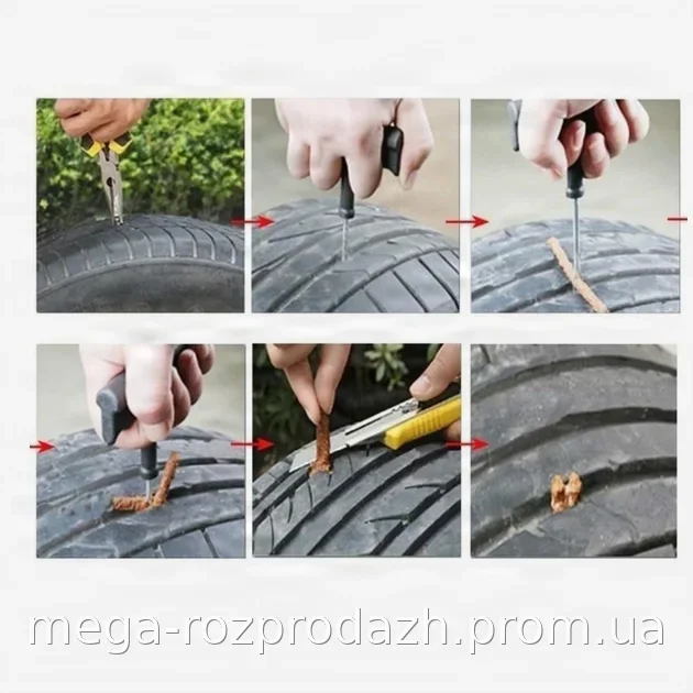 Набор для ремонта бескамерных шин Tubeless Tire Repair Kit 9183, 20 предметов для устранения проколов авто