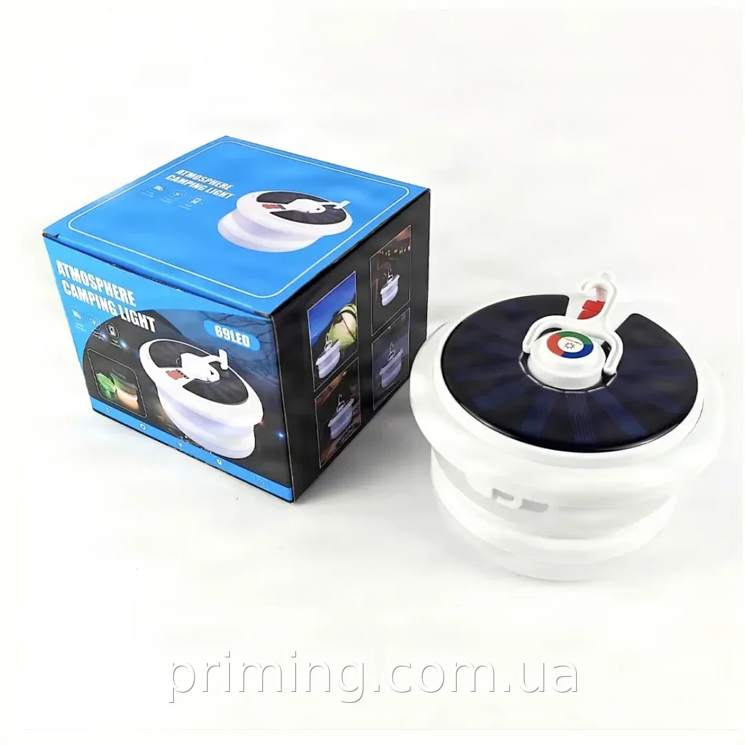 Кемпинговый светодиодный фонарь BL YX669 с солнечной панелью, RGB подсветкой и LED лентой 10 м для дачи