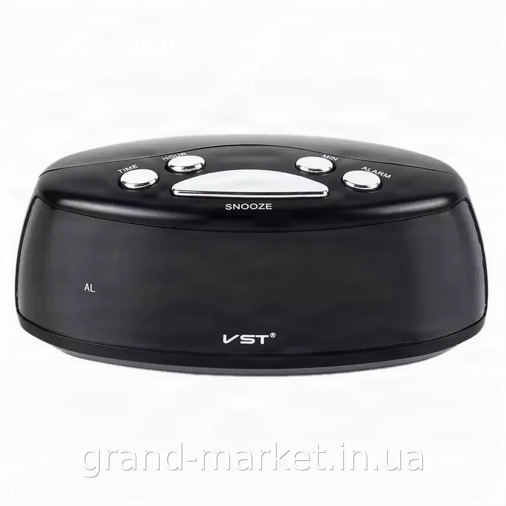 Настольные светодиодные LED часы VST 773 с будильником и подсветкой, электронные компактные в черном корпусе
