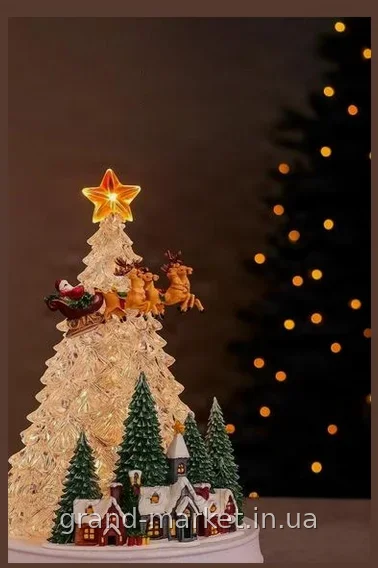 Новогодний ночник XMAS WDL-24080A, светодиодный светильник Елка со звездой 31.5 см на батарейках и USB