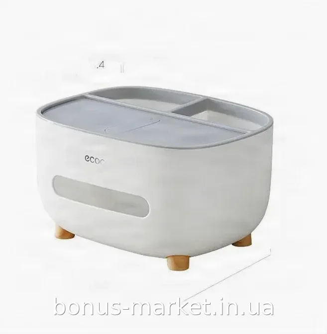 Настольный органайзер для салфеток с подставкой для телефона Tissue box AND-117 - прочный белый пластик