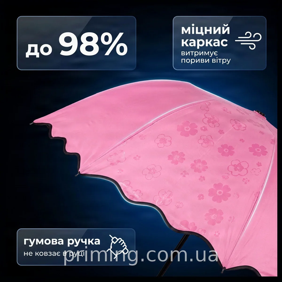 Зонт складной полуавтомат от дождя компактный унисекс с круглой прочной ручкой черный AND XL-1451 YU227