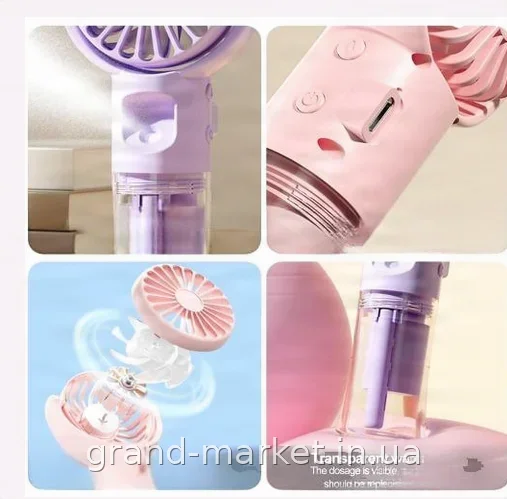 Портативний акумуляторний вентилятор з розпиленням води Small Fan LY-877, 3 швидкості, для дому та офісу