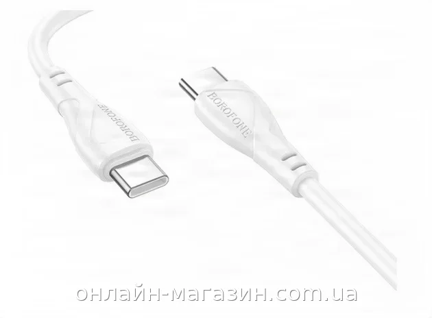 Кабель USB Type-C to Type-C 60W швидкої зарядки та передачі даних довжиною 1 метр, білий Borofone BX121