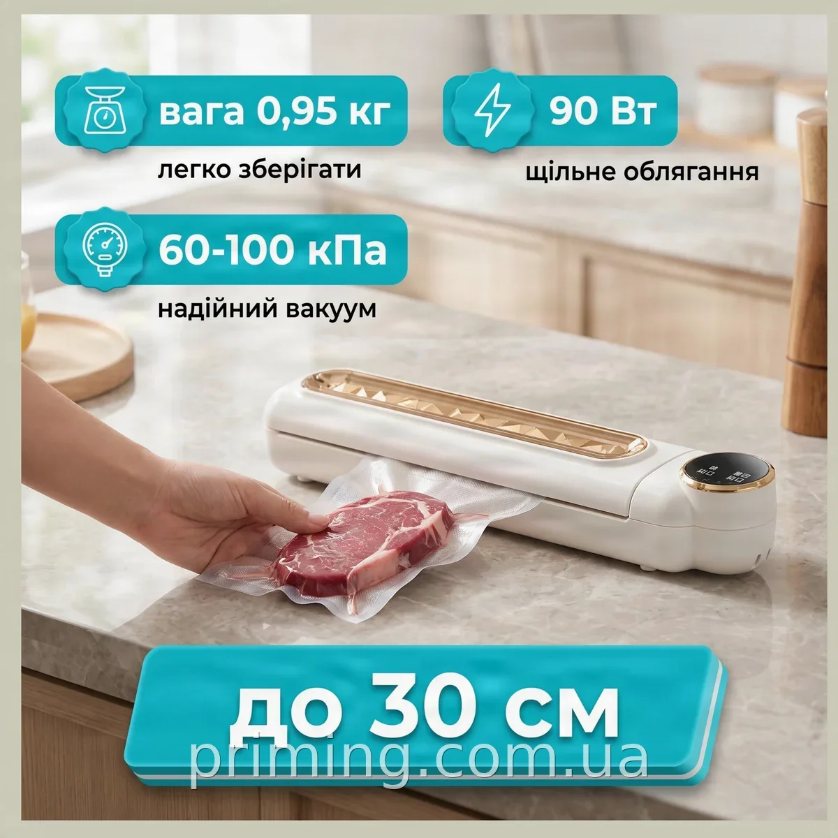 Вакуумный упаковщик бытовой автоматический AND LY-554 для сухих и влажных продуктов с LED дисплеем 30 см