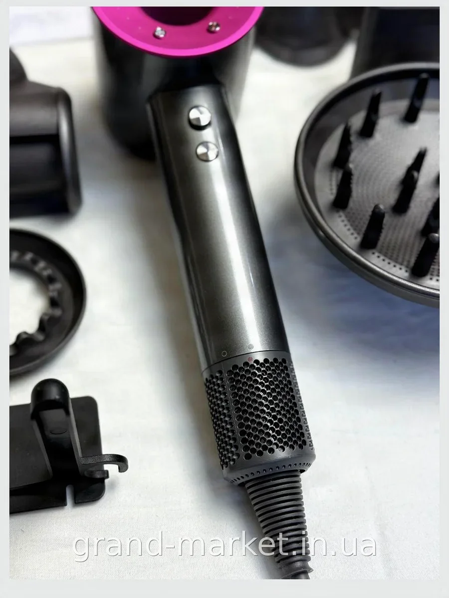 Фен Dyson Super Hair Dryer красный, 1603 Вт, с ионизацией и турборежимом, 5 насадок для укладки и сушки волос