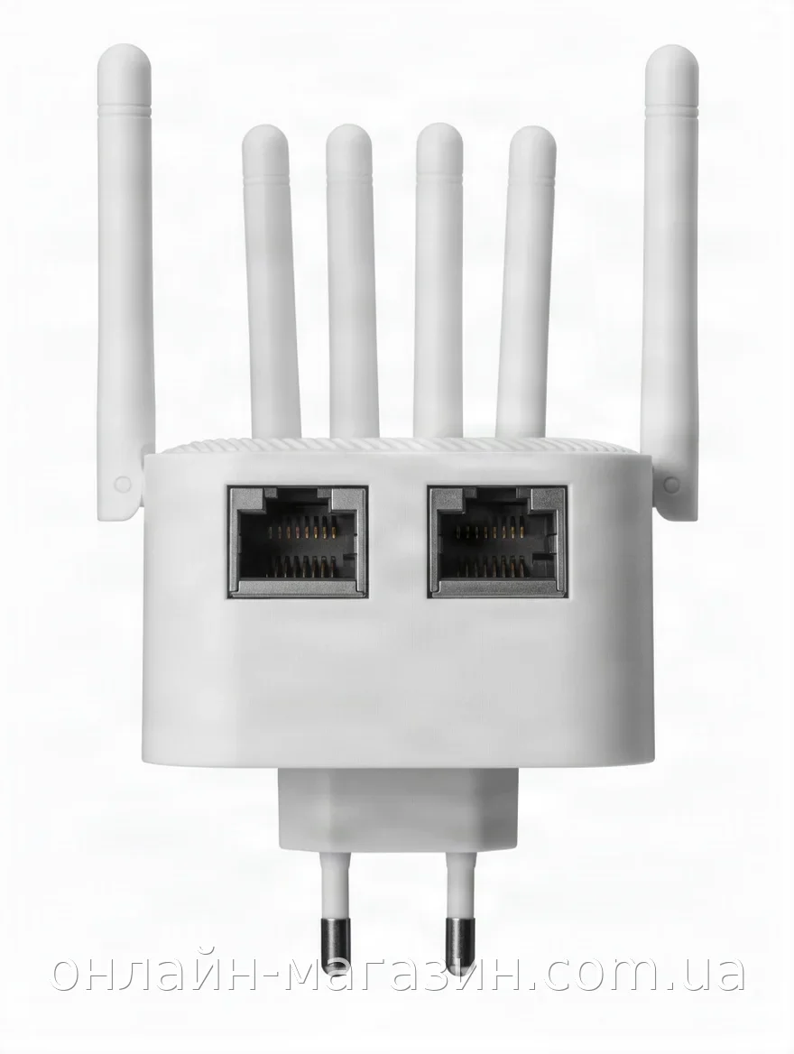 Wi-Fi репитер 300 Мбит/с двухдиапазонный 2.4 и 5 ГГц с 4 антеннами усилитель сигнала и точка доступа 100 м²