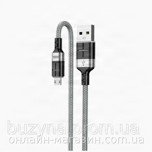Кабель USB-MicroUSB Kakusiga KSC-696 Singhui Series плетеный алюминий 1.2 м 2.4 А для зарядки и синхронизации