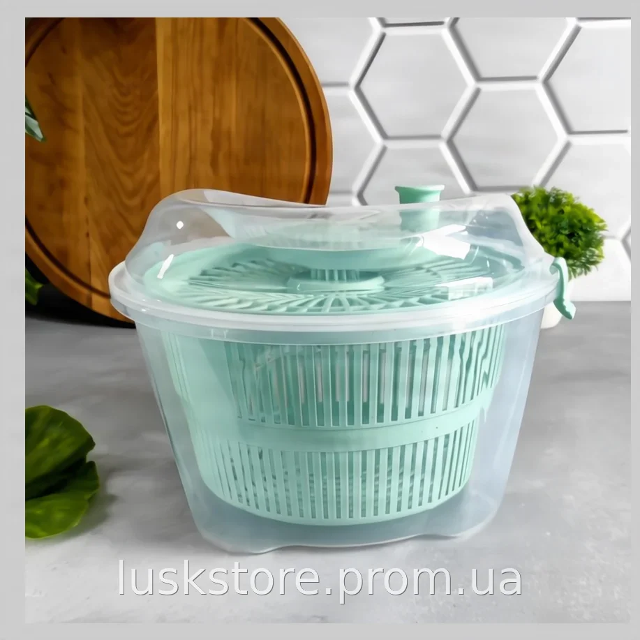 Сушка для зелени Ardesto Fresh 4,4 л механическая центрифуга для салата и зелени пластик голубой тиффани