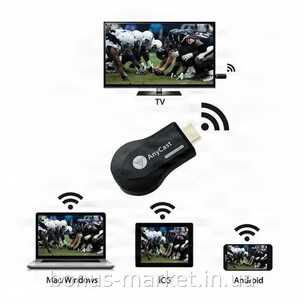 Бездротовий медіаплеєр AnyCast M9 для ТВ, Wi-Fi приймач Screen Mirroring, передача Full HD відео 1080p