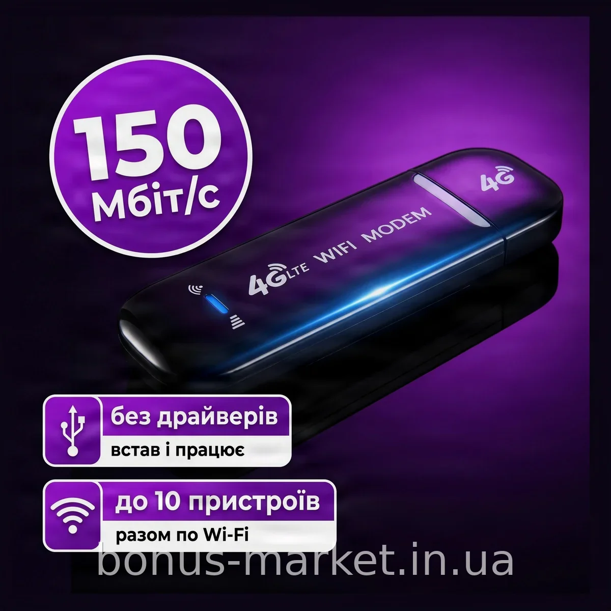 Модем Wi-Fi-роутер 4G LTE черный USB, беспроводной маршрутизатор Plug and Play для дома и офиса AND 5559