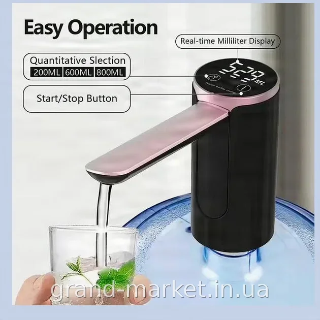 Автоматична помпа-диспенсер для води LY-1081 з USB-зарядкою - електричний насос для бутеля вдома та в офісі