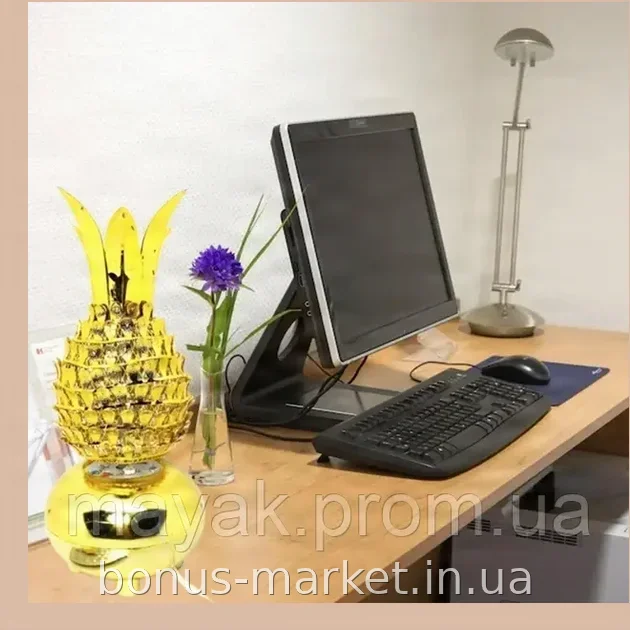 Вращающаяся настольная лампа Ананас RGB RHD-171 MP3 с пультом ДУ, светомузыка для дискотеки и ночника, USB
