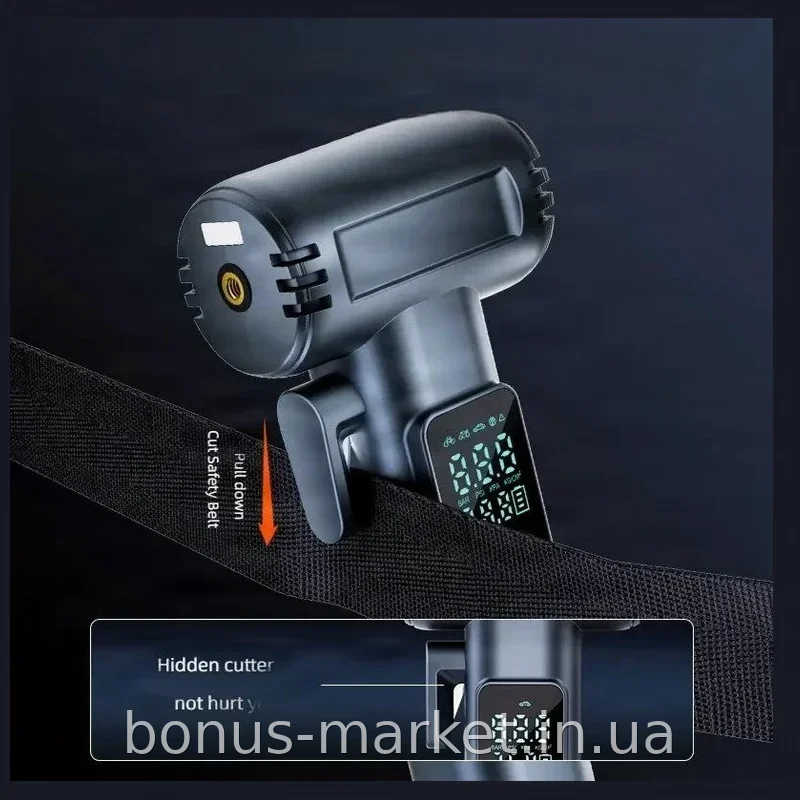 Аккумуляторный портативный автомобильный компрессор SW-201B с Powerbank и LED, для шин велосипеда и самоката