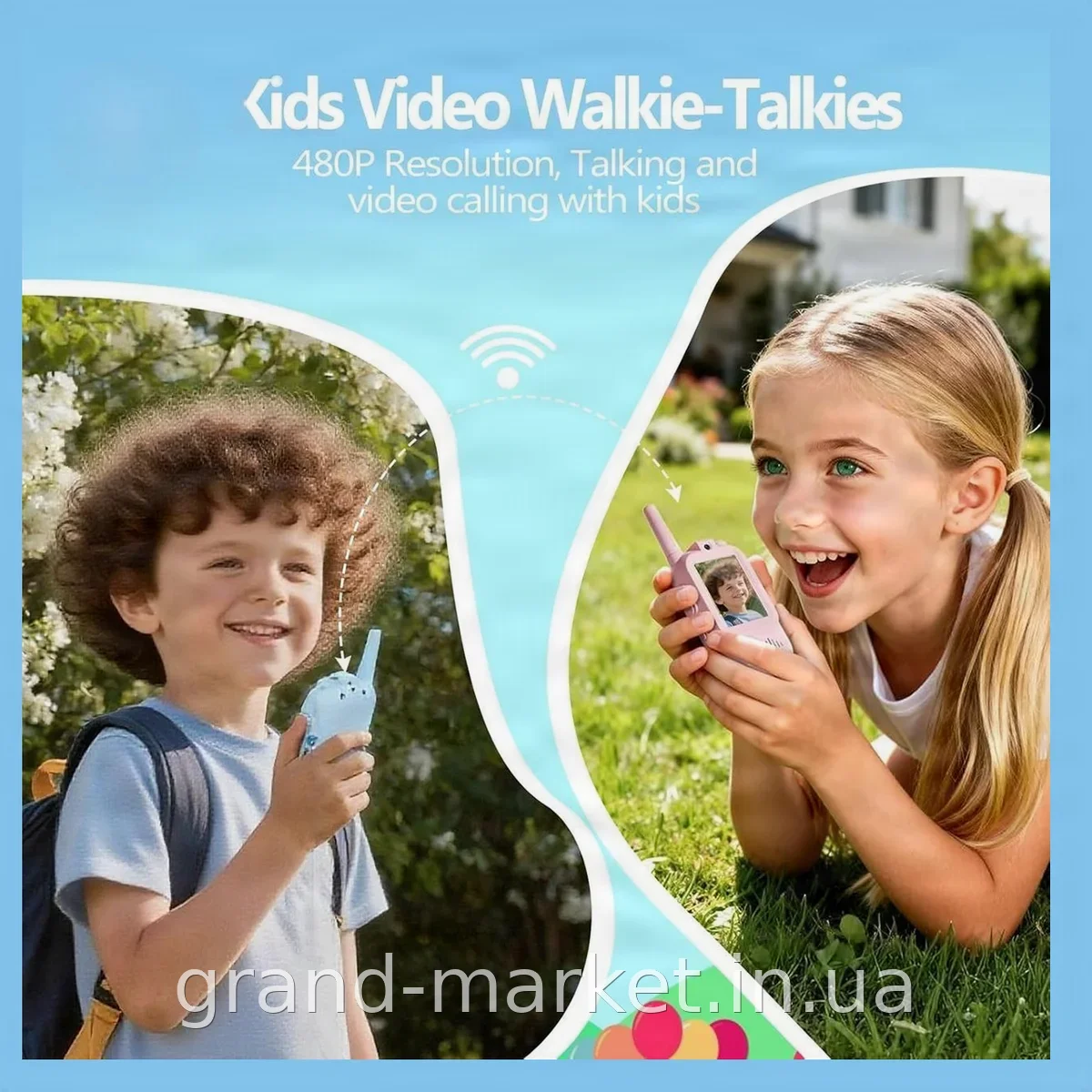 Детские видео-рации Walkie Talkie 2 шт, аккумуляторные с цветным экраном, двусторонняя видеосвязь для детей