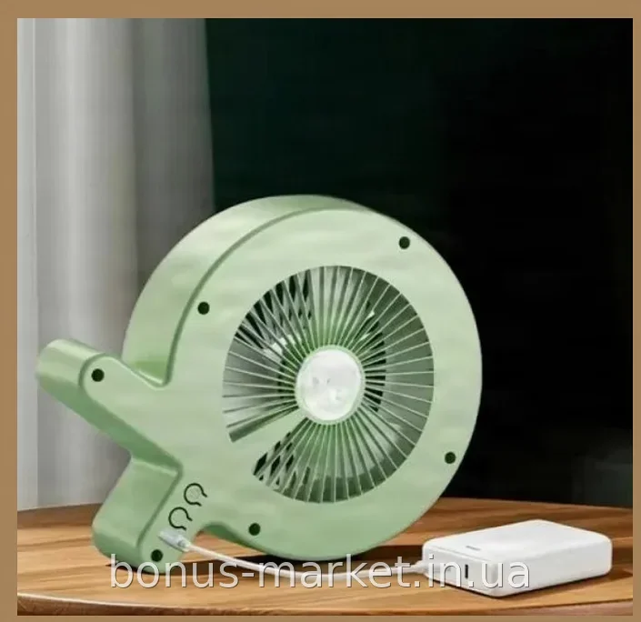 Настольный аккумуляторный вентилятор S-37 с RGB-подсветкой, угол поворота 180°, 3 режима скорости, USB-зарядка