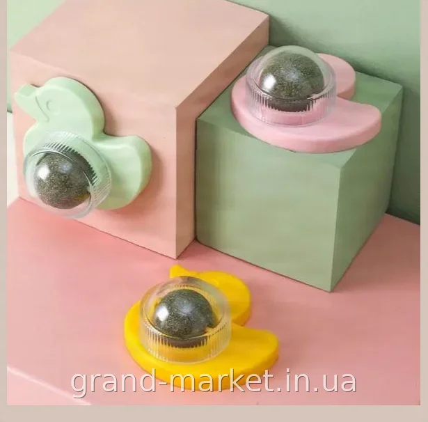 Іграшка-кулька для котів з котячою м'ятою, обертовий ролик на липучці, кріплення на стіну, AND LY-757